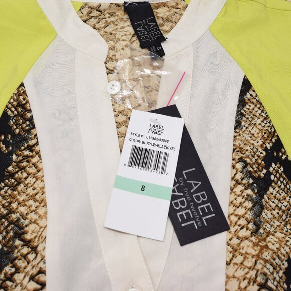 Label by Five Twelve Shirt Dress Women 8 Snakeskin Colorblock New Python Mob - Picture 7 of 10